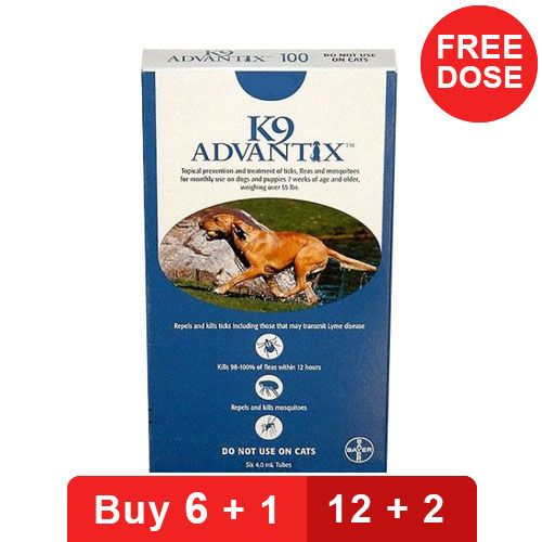 

K9 Advantix Extra Large Dogs Over 55 Lbs Blue 6 + 1 Dose Free