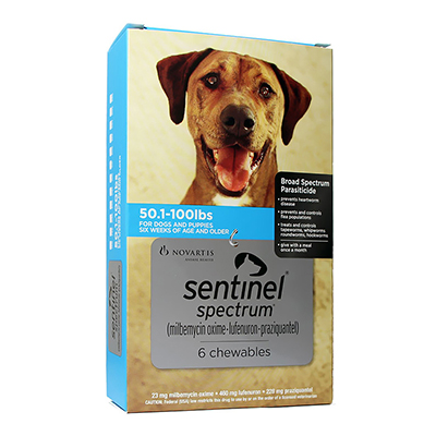 

Sentinel Spectrum Chews For Dogs 50.1-100 Lbs Blue 3 Chews